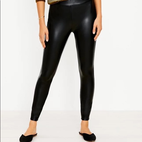 LOFT faux leather leggings, black Sz M - Picture 2 of 3
